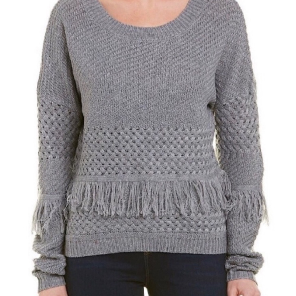 BB Dakota Revolve Sweater Gray Fringe Large NWT - Picture 9 of 9